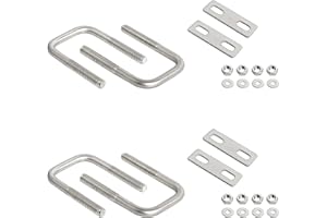 Aoje-Link Square U-Bolts 1.18 inch(30mm) Inner Width M6 Thread 304 Stainless Steel Silver with Plates Nuts Flat Washers for CarRVTrailer Bumper, 4Pcs, M6x30x55mm