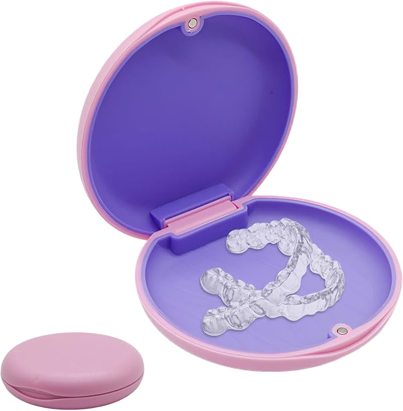 halit Retainer Case Pink Magnetic Closure Portable Aligner Case