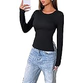 Floerns Women's Going Out Tie Back Long Sleeve T Shirts Fall Outfit Slim Fit Y2k Tops