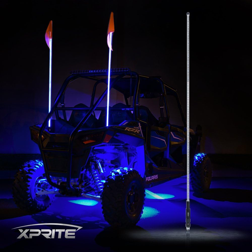 Xprite 5ft (1.5M) LED Whip Lights Flag Pole Safety Antenna Lights for