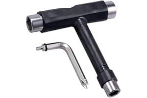 Skate Tools, Deecam Synthetic Design Multifunction Skateboard Tool, T-Type Skateboard Wrench with Allen Key and L-Shaped Phil
