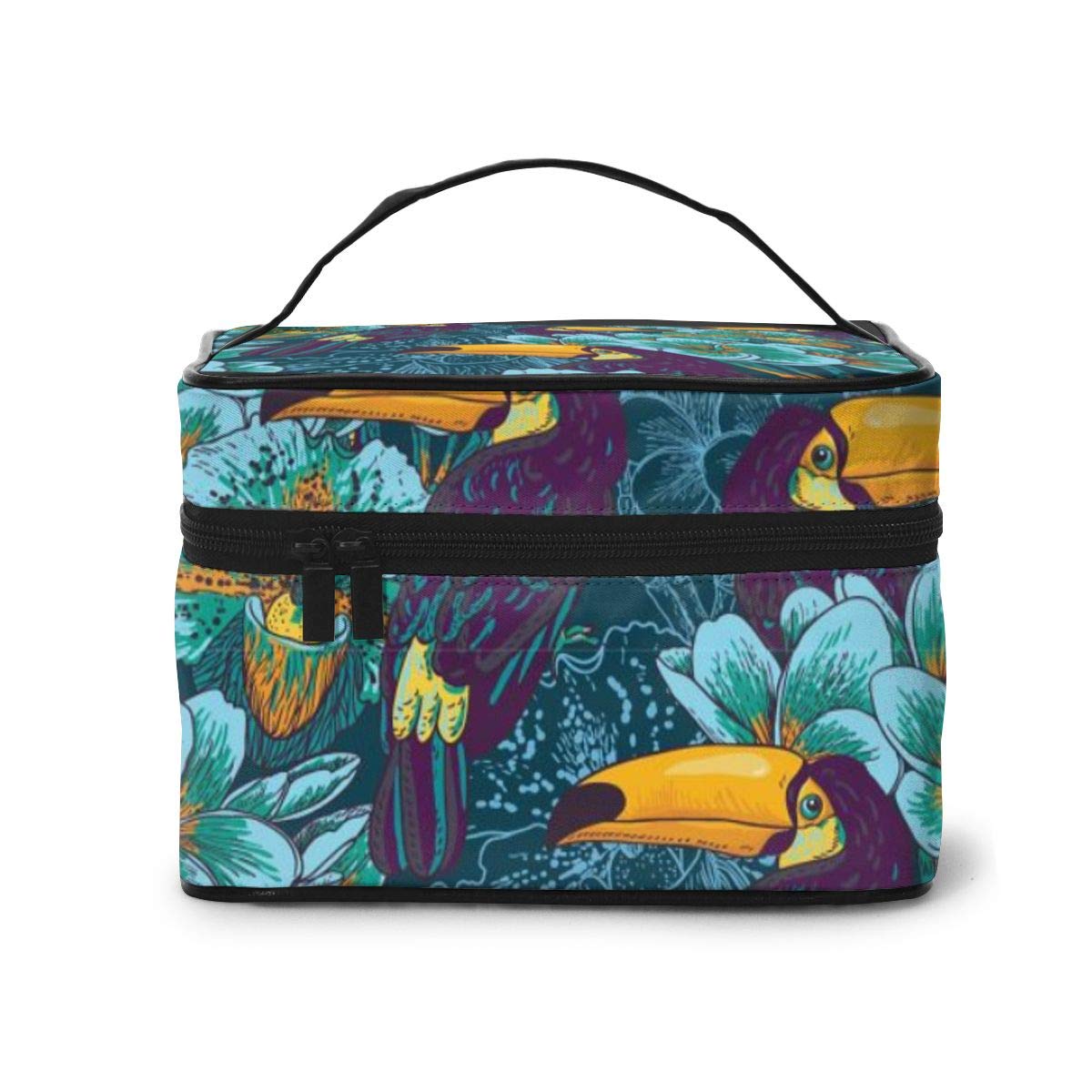 Makeup Bag Square Cosmetic Train Case Jungle Bird Portable Travel Toiletry Bag Organizer Accessories Case Tools Case For Beauty Women