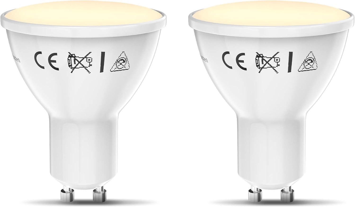 B.K.Licht Set of 2 Smart LED Bulbs, GU10, Warm White Light 2700K, dimmable via Smartphone, Voice Control