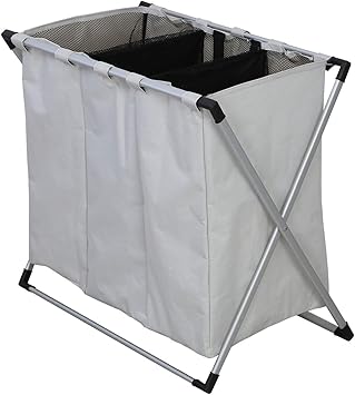 Queiting Faltbarer Wäschesack Wäschesammler 3 Gitter Grauer