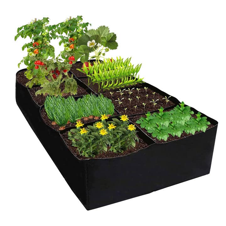 Fabric Raised Beds For Garden 6X3X1Ft, Plant Flower Grow Bag Extra Large Vegetable Planting Bags, Vegetable Planting Container 8 Grids Outdoor Garden Grow Bags For Vegetables Flowers Garden (01)