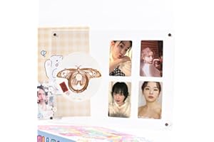 Baskiss Photocard and CD Holder Stand, Acrylic Ablum Standing Display, 66 x 91 mm Card Cares Ultra Clear Trading Cases Protectors for Kpop Photocard Baseball Basketball Card Display (1CD+4Cards)
