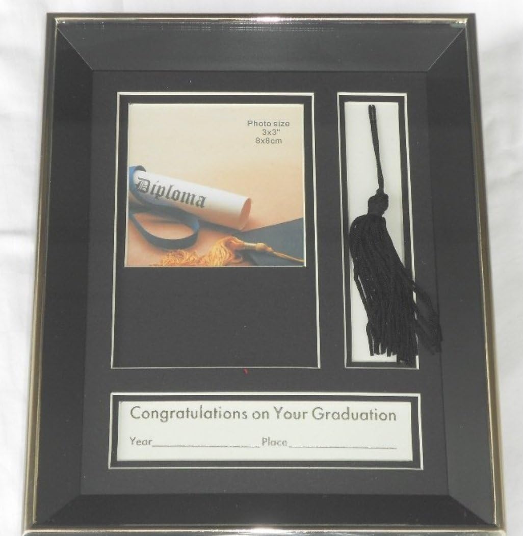 DOUBLE MOUNTED SILVERPLATED GRADUATION PHOTO FRAME WITH TASSEL AND PERSONALISATION PLATE