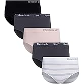 Reebok Womens Briefs Underwear - 5 Pack Plus Size Soft Stretch Performance High Waisted Panties Seamless Underwear for Women