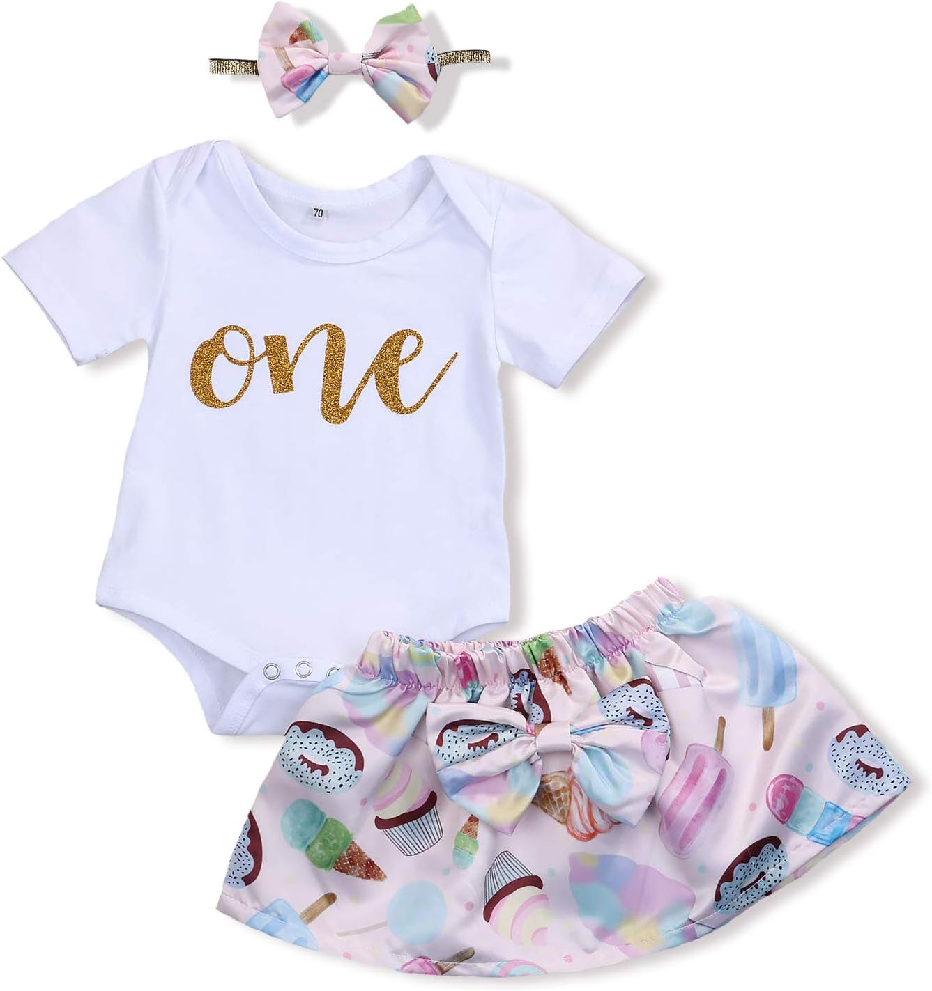 HESHENG Baby Girls 1st Birthday Floral Romper Top+Tutu Lace Skirt Dress 2Pcs Outfits Set