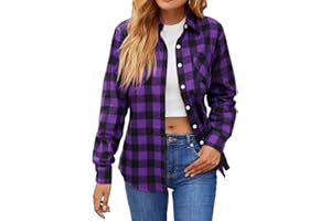 SANGTREE Womens and Girls Long Sleeve Flannel Shirt Casual Button Down Plaid Shirts, 3 Months - Adult 2XL