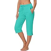 Deerose Women Capris Pants Quick Dry Beach Swimming Pants with Pockets