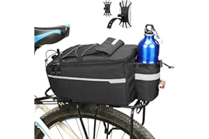 ZIMFANQI Bike Rear Rack Bag 10L Insulated Bike Trunk Cooler Bag Reflective Bicycle Rear Seat Cargo Bag Water Resistant Bike Panniers Bag Cycling Luggage Bag Shoulder Bag with Silicone Phone Holder
