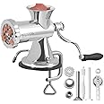 VEVOR Manual Meat Grinder, 304 Stainless Steel Hand Meat Grinder with Suction Cup + Steel Table Clamp, Meat Mincer Sausage Maker & 2 Cutting Plates, Sausage Tube, Grinding Head for Beef Pepper Cookie