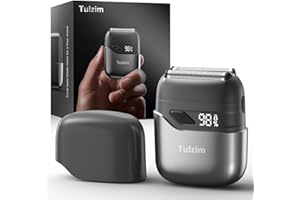 TULZIM Electric Razor, Upgraded Mini Electric Shaver for Men, Foil Shaver for Men with 3 Blade Heads Floating Head IPX7 Waterproof Wet/Dry USB Type C LED Display Deep Gray