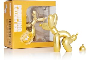 Artconal Balloon Dog Statue Decor, Shiny Gold Accent Small Knick Knacks Decor for Shelf, White Elephant Funny Gag Gifts, Pooping Dog Statue for Bathroom Table, 3¾ inch Resin Electroplated Gold