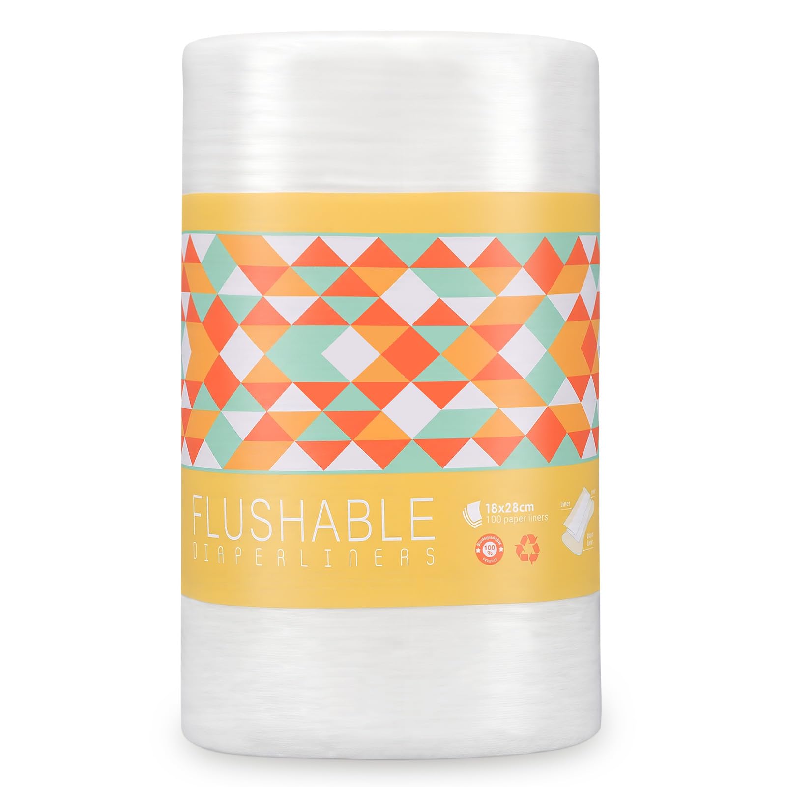 100pcs/roll Bamboo Nappy Liners, Disposable Nappy Inserts for Cloth Nappies, Super Soft & Highly Absorbent, Chemical-Free, Keep Baby Dry & Comfortable (18x28cm)