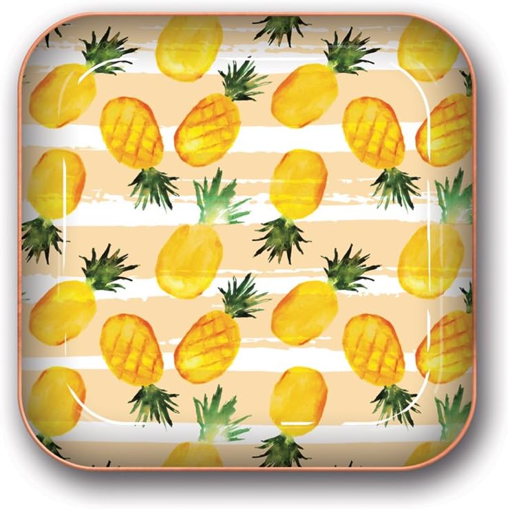 Studio Oh! Small Metal Catchall Tray Available in 12 Different Designs, Pineapple Delight