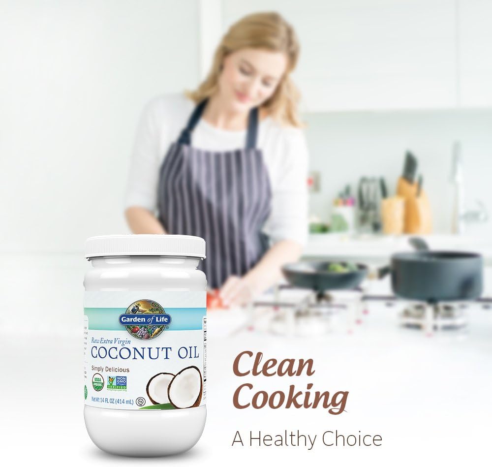 Garden of Life Organic Extra Virgin Coconut Oil - Unrefined Cold Pressed Plant Based Oil for Hair, Skin & Cooking, 14 Oz: Health & Personal Care