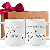 WFFW New Parents Pregnancy Announcement, First Time Mommy Daddy to Be Mug Set Gifts, Gifts for to Be New Name is Mommy Daddy, New Parents Mothers Day Mug Gifts-185(a)