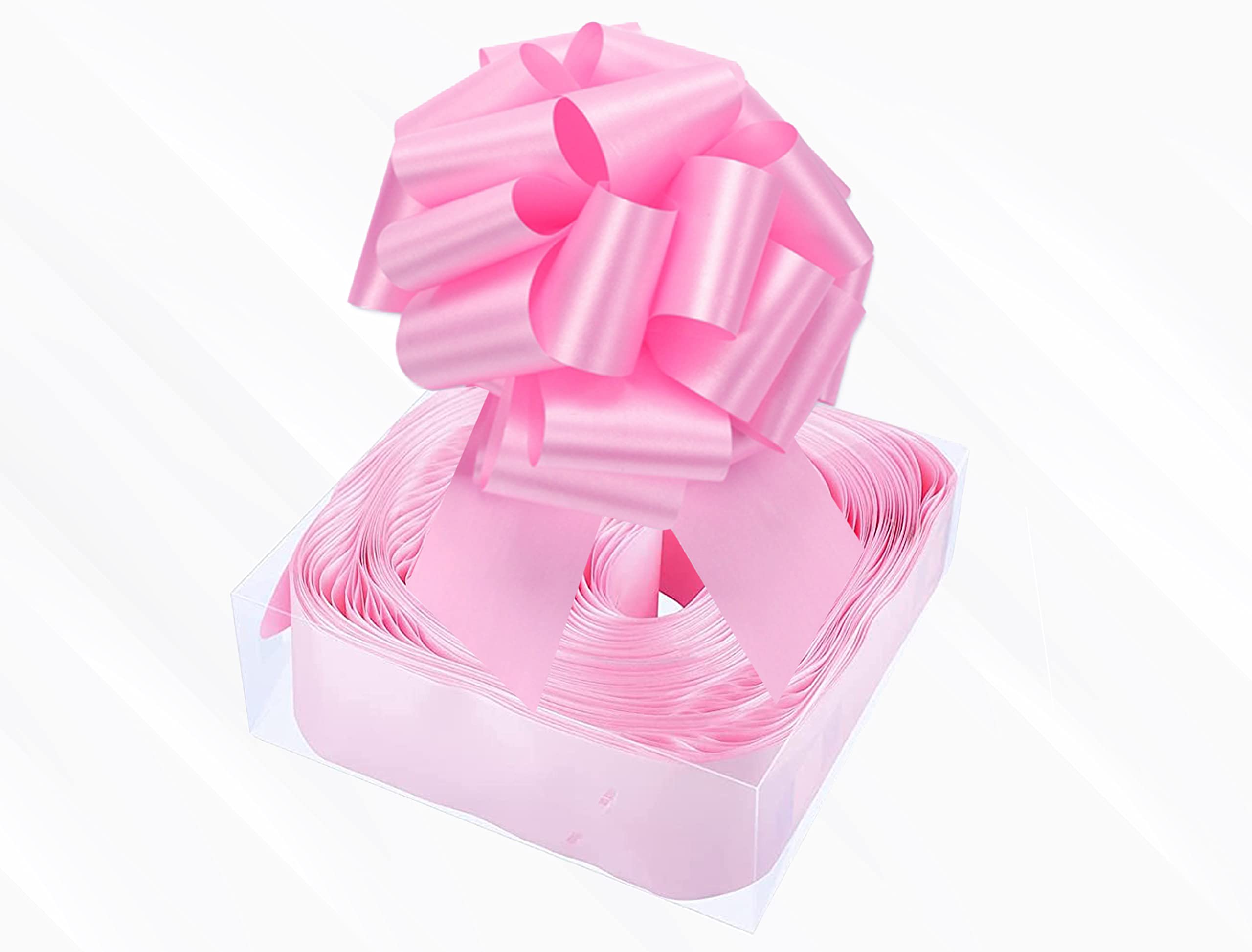 30 Pull Bows Pack in Plastic Box Large Christmas Pull Bows Gift Wrap Bows for Gift Wrapping, Christmas, Wedding, Valentine's Day, Present Decoration (Pink)