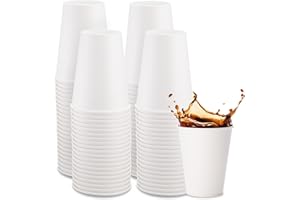 Freshware Coffee Cups 12 oz [100 Pack] Disposable Paper Cups for Hot or Iced Coffee Cup, Slushie Cup, Milkshakes, Smoothies, and Tea