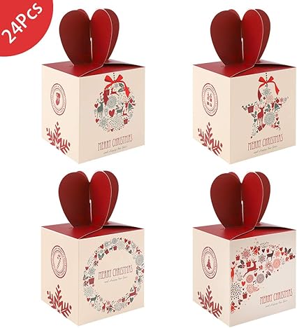 24 cajas de regalo navidad, cajas papel caramelo juego ...