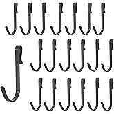 AUXBC 20Pcs J Shaped Stainless Steel Hanger Hooks - Clip-on Wire Rack Hanging Sink Grid Shelf Hook for Kitchen Bedroom Office, Black