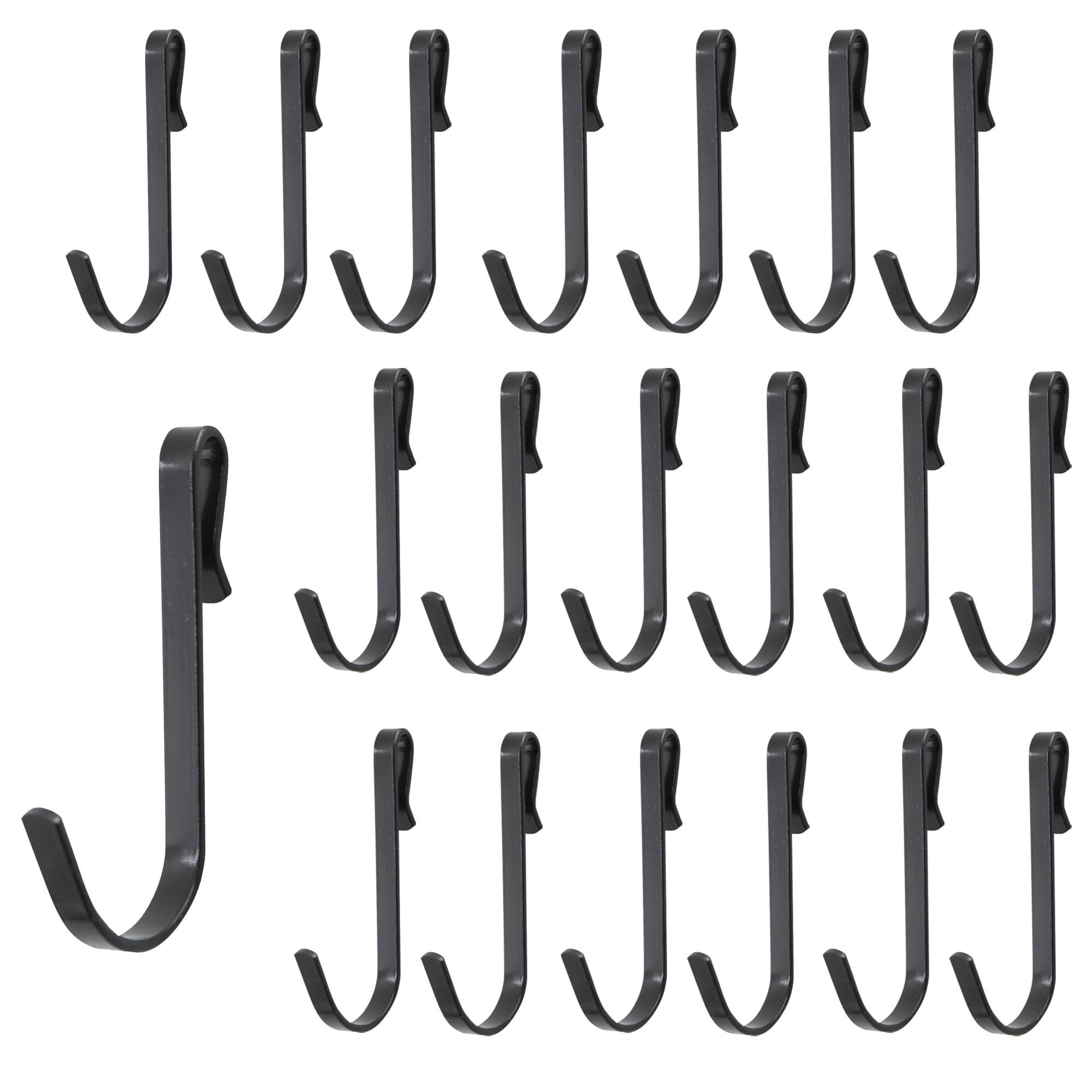 Photo 1 of AUXBC 20Pcs J Shaped Stainless Steel Hanger Hooks - Clip-on Wire Rack Hanging Sink Grid Shelf Hook for Kitchen Bedroom Office, Black