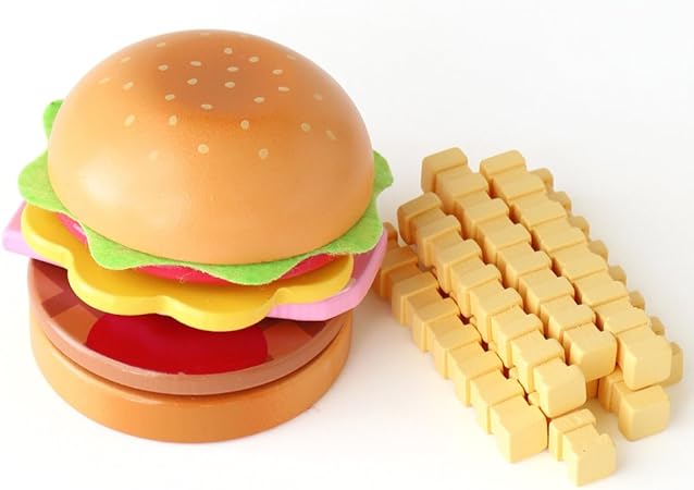 Amazon マザーガーデン Mother Garden おままごと ハンバーガーセット フライドポテト バーガー お店屋さん 木製 ままごとセット おもちゃ ままごと ごっこ遊び おもちゃ