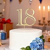 Gold Acrylic Number 18 Cake Topper, Happy 18th Birthday Cake Decoration, Eighteen Years Old Cake Pick Decoration For 18th Anniversary Celebrating Party Supplies, 6.4 inches (18)