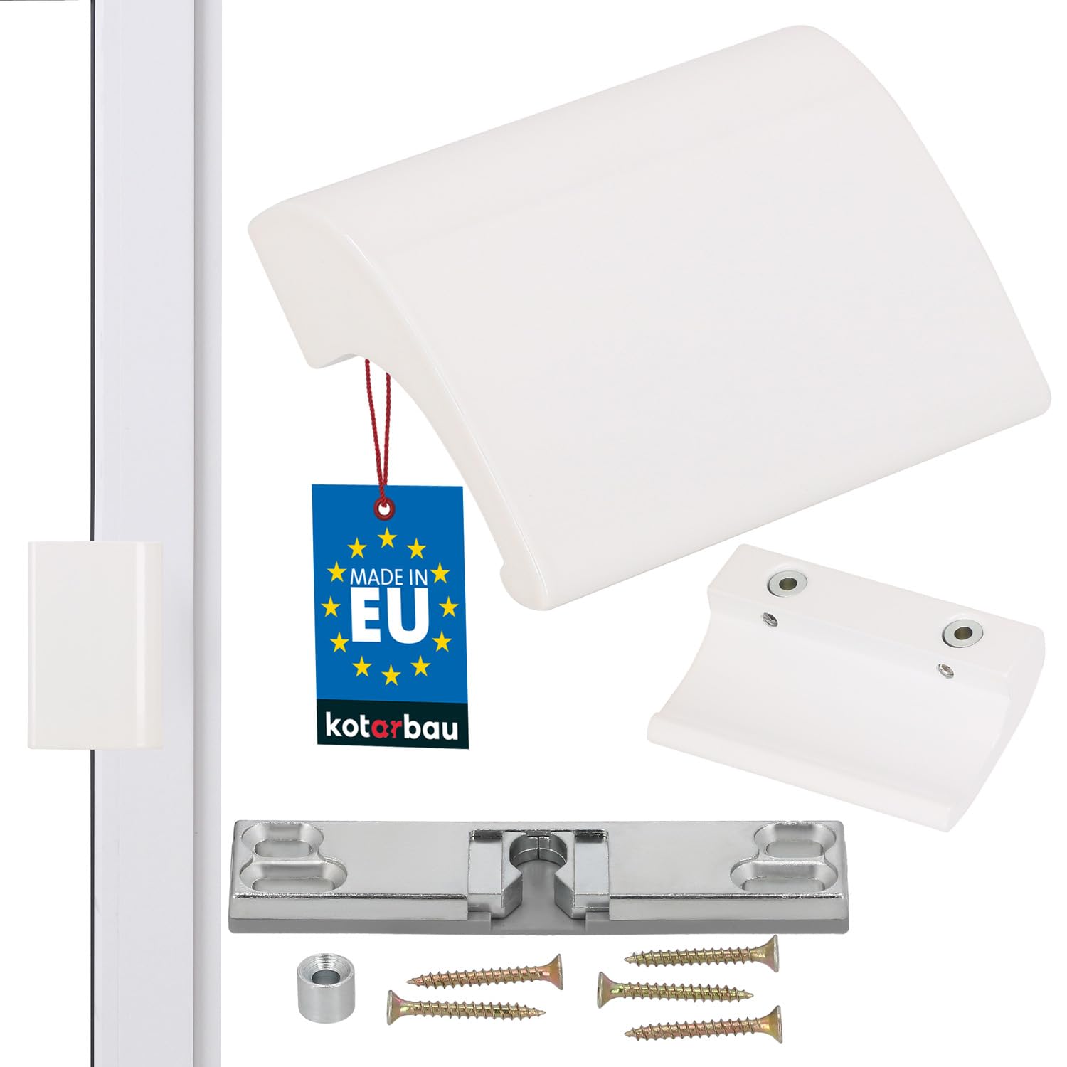 KOTARBAU Balcony Door Catch Balcony Door Handle Aluminium White Patio Door Handle Balcony Handle Safe Smoker Door Look Close Handle Shell Universal Pull Handle 5907465928687 White RAL 9016