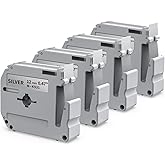 Labelife M-931 Label Tape Replace for Brother P Touch M-931s M Tape 12mm 0.47 1/2" Silver M931 M-931s M-K931 Work with Brother Ptouch PT-M95 PT-65 PT-90 PT70BM PT-45 Label Maker Refills,4-Pack