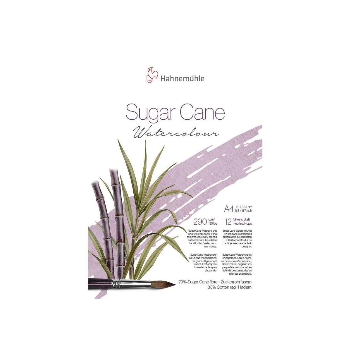 Hahnemühle Sugar Cane Watercolour Sugar Cane Watercolour Paper 290gsm Natural White 12 Sheets (A4)