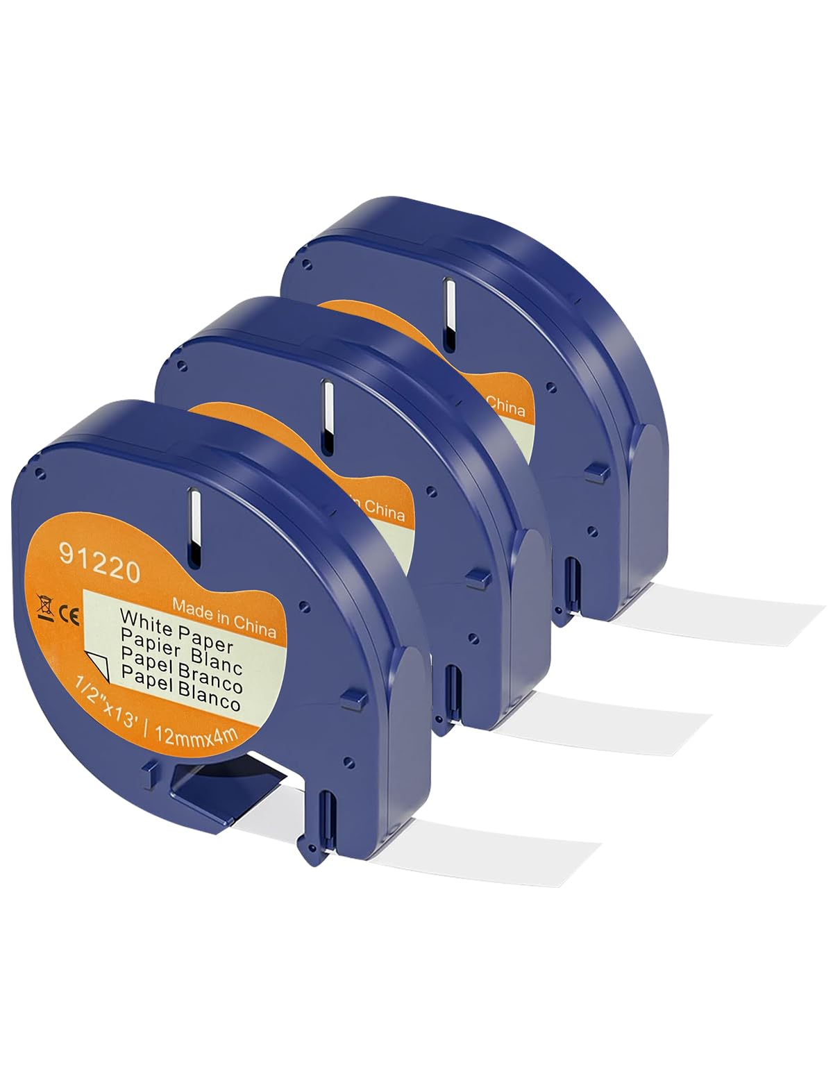 3 x Veson Compatible with Dymo Paper White 12 mm x 4 m Compatible with Dymo LetraTag Label Tape 91220 S0721510 for Dymo Letratag LT-100H, LT-100T, LT-110T, QX50, XR, XM, Black on White Label Paper