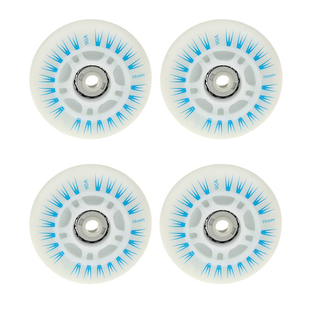 CENPEK 4 pieces Inline Roller Skate Wheels with Led, Durable Luminous Bright Wheels for Sliding, 70mm, Blue