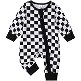 Karuedoo Newborn Baby Boy Girl Clothes Checkered Long Sleeve Zipper Romper Jumpsuit One Piece Bodysuit Fall Winter Outfit