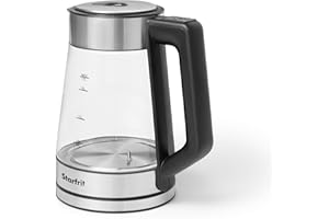 Starfrit Electric Kettle - 1.7L Borosilicate Glass with 5 Pre-Programmed Temperature Settings – Precise Temperature Control -