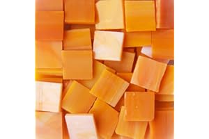 OAKBUD Mosaic Tiles Square Glass Crystal Mosaic Glass Tile for Crafts Bulk DIY Picture Frames Handmade Jewelry Coasters Art Material Decoration,1.5x1.5 cm, 130pcs/200g (Orange)