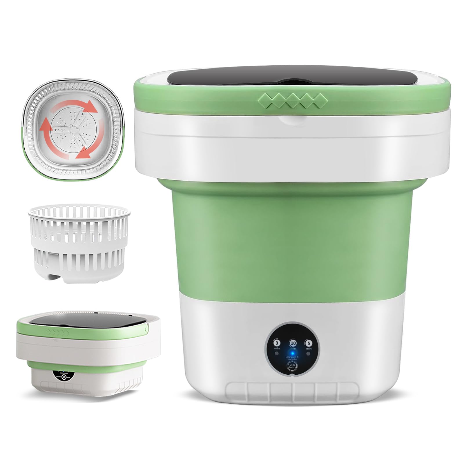 Photo 1 of ***MISSING POWER CORD***
Portable Washing Machine 16L Mini Laundry Washer 3 Modes with Spin Basket Laundry Machine Cleaning Depth Underwear,Baby Clothes Small Shirt for Apartments Dormitories Hotels and Camping (Green)