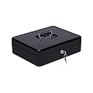 CO-Z Portable Carbon Steel Cashbox with Lock, Safe Lockable, Locked Cash Box w/Coin Tray，2 keys