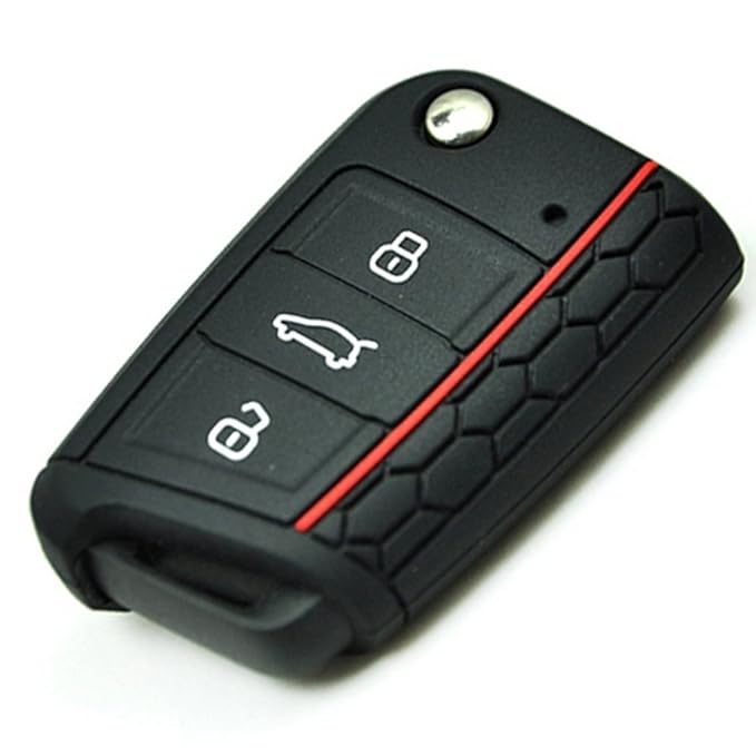 title=BluePony- Cover guscio per chiavi VW Golf 7 GTI, Golf Mk7, PREMIUM, colore: Nero