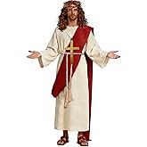 Jococs Jesus Costume Suits Jesus Outfit Set Christ Dress up Biblical Character Adult Men Robe for Religious Performance Christmas Party Cosplay