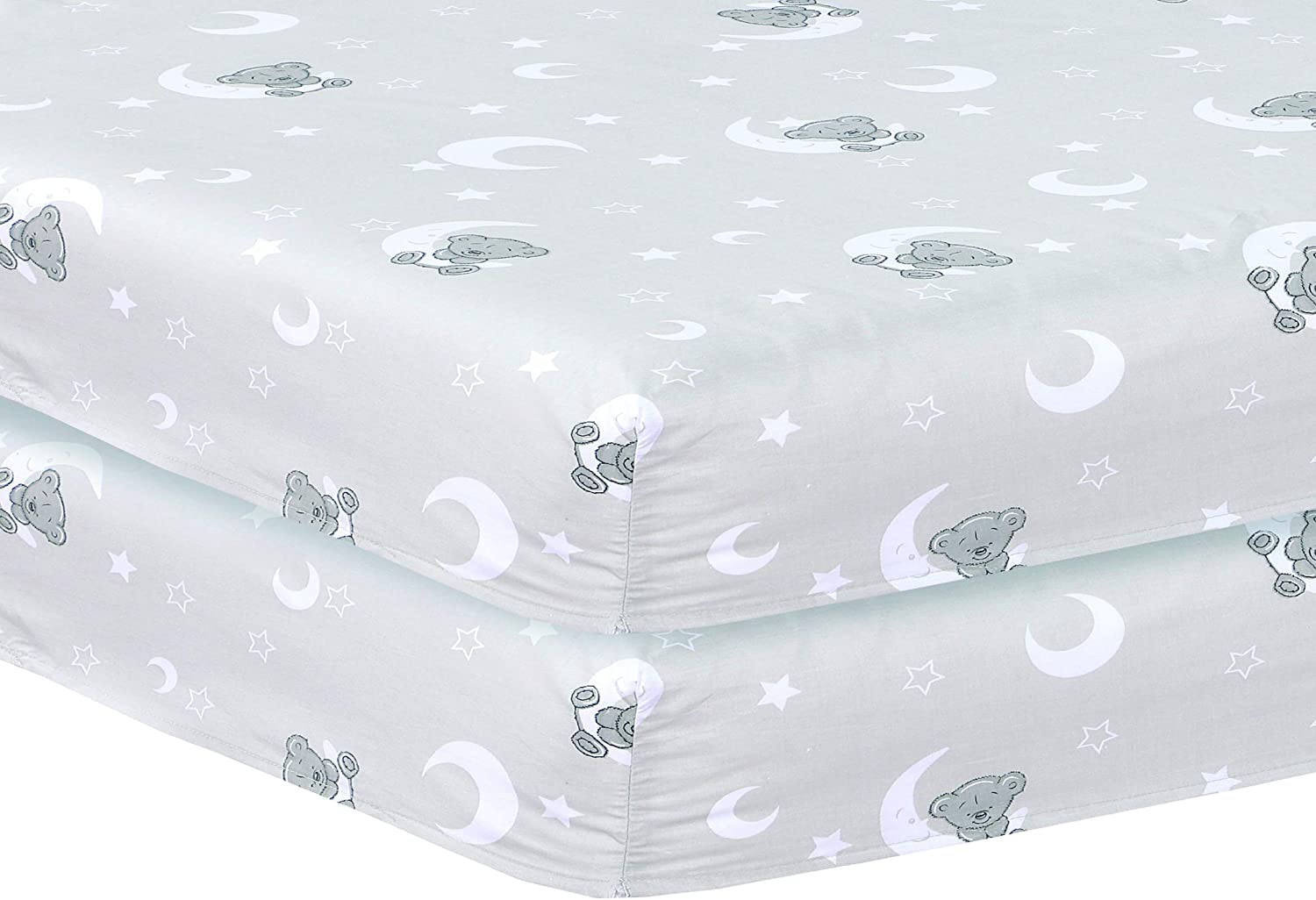 Indus Textiles - cotbed fitted sheet, Pack of 2 cot bedding Fitted cot sheets, Easy Care Soft and Durable, cot bed sheets 140 x 70 fitted - cot bed sheets - Sleeping Teddy