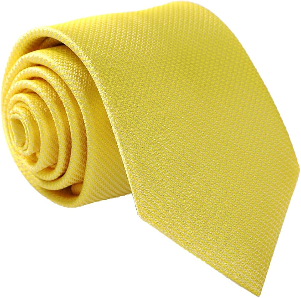 Fortunatever Mens Solid Neckties, Lemon Yellow Ties For Men+Gift Box