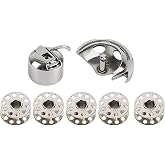 5PCS Metal Bobbins for Sewing Machine, Mini Sewing Machine Bobbin Case Replacement Kit Replacement Bobbins Case and Shuttle Hook for Old Style Household Sewing Machine