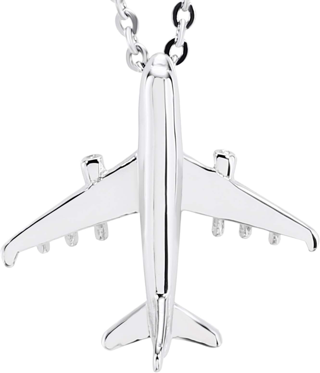 ANAZOZ Stainless Steel Fighter Plane Silver Pendant Necklace for Men,Size:3x3CM Engraved Service