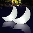 Goallim Crescent Moon Solar Floating Lights - 23'' Multicolored, Inflatable, Waterproof Moon Lights for Inground/Above Ground Pool - 2PCS