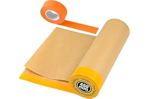 VVLONS Pre-Taped Masking Paper for Painting, 18 inch x 66 feet Painters Paper Roll and 1 inch x 66 feet Masking Tape, Tape and Drape, Automotive Paint Masking Paper for Painting Cars Auto Body Wall Floor