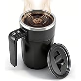 Ftutom Temperature Display Self Stirring Coffee Mug, Rechargeable Stirring Mug, Automatic Self Stirring Cup with Lid, For Coffee, Milk and Other Beverages, Black