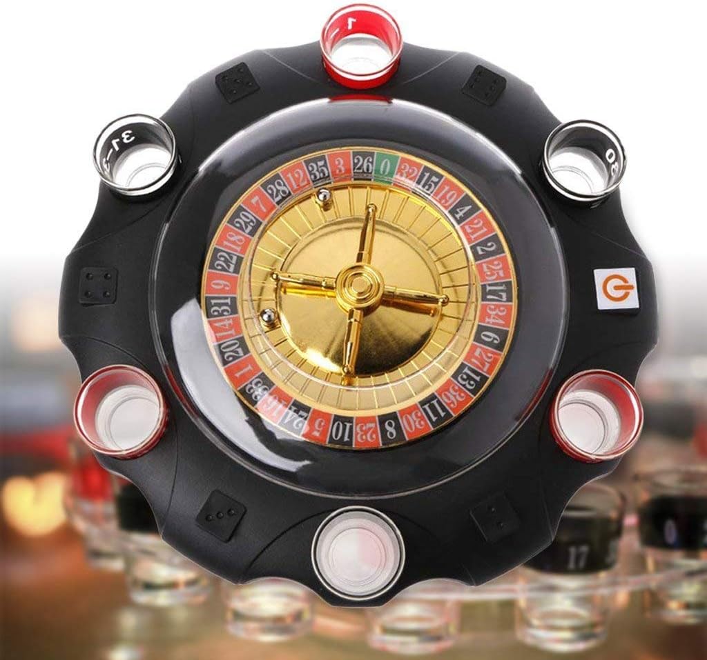 Jonquin Electric Drinking Game Set Roulette Adult Party Casino Style 6 Shot Glasses Gift